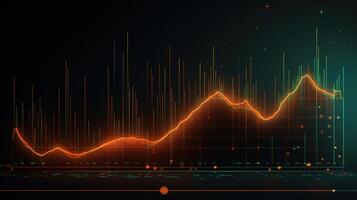 Generative AI, stock market chart lines, financial graph on technology abstract background represent financial crisis, financial meltdown. Technology concept, trading market concept. photo