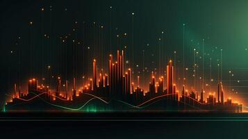 , stock market chart lines, financial graph on technology abstract background represent financial crisis, financial meltdown. Technology concept, trading market concept. photo