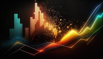 , stock market chart lines, financial graph on technology abstract background represent financial crisis, financial meltdown. Technology concept, trading market concept. photo
