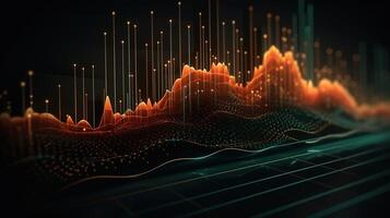 , stock market chart lines, financial graph on technology abstract background represent financial crisis, financial meltdown. Technology concept, trading market concept. photo