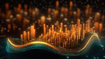 , stock market chart lines, financial graph on technology abstract background represent financial crisis, financial meltdown. Technology concept, trading market concept. photo