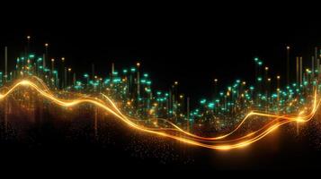 , stock market chart lines, financial graph on technology abstract background represent financial crisis, financial meltdown. Technology concept, trading market concept. photo