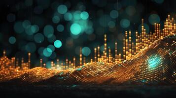 , stock market chart lines, financial graph on technology abstract background represent financial crisis, financial meltdown. Technology concept, trading market concept. photo