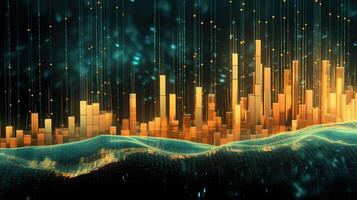 , stock market chart lines, financial graph on technology abstract background represent financial crisis, financial meltdown. Technology concept, trading market concept. photo