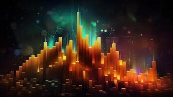, stock market chart lines, financial graph on technology abstract background represent financial crisis, financial meltdown. Technology concept, trading market concept. photo