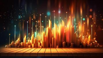 , stock market chart lines, financial graph on technology abstract background represent financial crisis, financial meltdown. Technology concept, trading market concept. photo