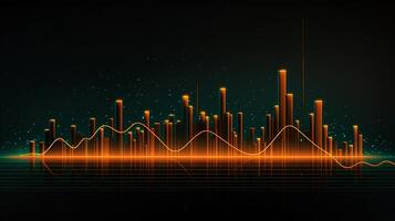 , stock market chart lines, financial graph on technology abstract background represent financial crisis, financial meltdown. Technology concept, trading market concept. photo