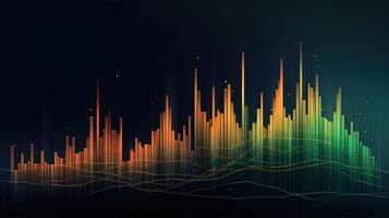 , stock market chart lines, financial graph on technology abstract background represent financial crisis, financial meltdown. Technology concept, trading market concept. photo