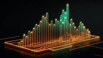 , stock market chart lines, financial graph on technology abstract background represent financial crisis, financial meltdown. Technology concept, trading market concept. photo