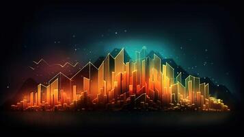 , stock market chart lines, financial graph on technology abstract background represent financial crisis, financial meltdown. Technology concept, trading market concept. photo