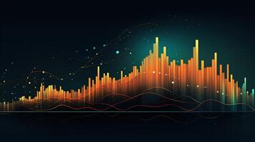 generativo ai, valores mercado gráfico líneas, financiero grafico en tecnología resumen antecedentes representar financiero crisis, financiero fusión de un reactor. tecnología concepto, comercio mercado concepto. foto