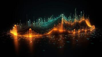 , stock market chart lines, financial graph on technology abstract background represent financial crisis, financial meltdown. Technology concept, trading market concept. photo