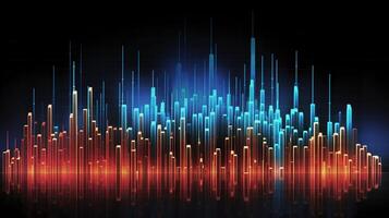 , stock market chart lines, financial graph on technology abstract background represent financial crisis, financial meltdown. Technology concept, trading market concept. photo