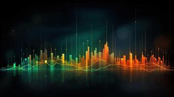 , stock market chart lines, financial graph on technology abstract background represent financial crisis, financial meltdown. Technology concept, trading market concept. photo