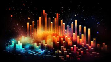 , stock market chart lines, financial graph on technology abstract background represent financial crisis, financial meltdown. Technology concept, trading market concept. photo