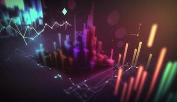 , stock market chart lines, financial graph on technology abstract background represent financial crisis, financial meltdown. Technology concept, trading market concept. photo