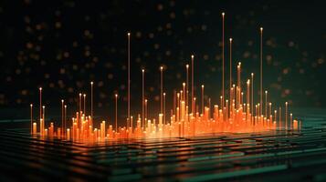 , stock market chart lines, financial graph on technology abstract background represent financial crisis, financial meltdown. Technology concept, trading market concept. photo
