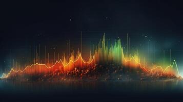 generativo ai, valores mercado gráfico líneas, financiero grafico en tecnología resumen antecedentes representar financiero crisis, financiero fusión de un reactor. tecnología concepto, comercio mercado concepto. foto