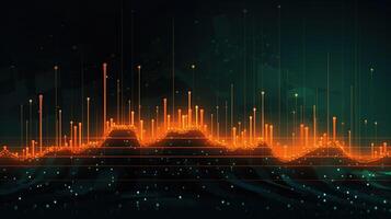 , stock market chart lines, financial graph on technology abstract background represent financial crisis, financial meltdown. Technology concept, trading market concept. photo