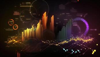 , stock market chart lines, financial graph on technology abstract background represent financial crisis, financial meltdown. Technology concept, trading market concept. photo