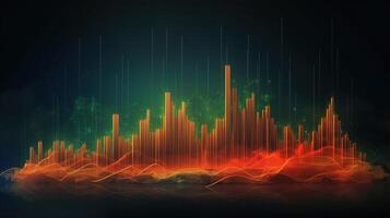 , stock market chart lines, financial graph on technology abstract background represent financial crisis, financial meltdown. Technology concept, trading market concept. photo