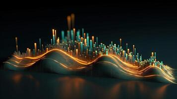 , stock market chart lines, financial graph on technology abstract background represent financial crisis, financial meltdown. Technology concept, trading market concept. photo