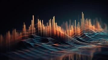 , stock market chart lines, financial graph on technology abstract background represent financial crisis, financial meltdown. Technology concept, trading market concept. photo