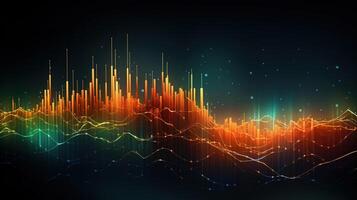 , stock market chart lines, financial graph on technology abstract background represent financial crisis, financial meltdown. Technology concept, trading market concept. photo