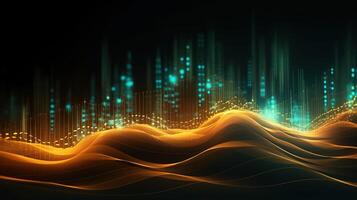 , stock market chart lines, financial graph on technology abstract background represent financial crisis, financial meltdown. Technology concept, trading market concept. photo