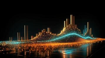 , stock market chart lines, financial graph on technology abstract background represent financial crisis, financial meltdown. Technology concept, trading market concept. photo