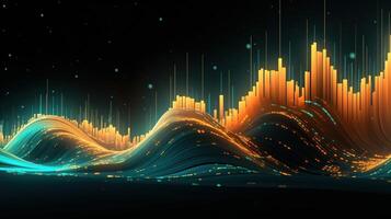 , stock market chart lines, financial graph on technology abstract background represent financial crisis, financial meltdown. Technology concept, trading market concept. photo