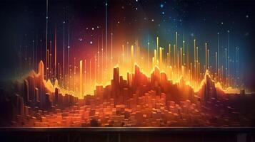 , stock market chart lines, financial graph on technology abstract background represent financial crisis, financial meltdown. Technology concept, trading market concept. photo