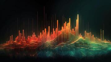 , stock market chart lines, financial graph on technology abstract background represent financial crisis, financial meltdown. Technology concept, trading market concept. photo