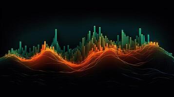 , stock market chart lines, financial graph on technology abstract background represent financial crisis, financial meltdown. Technology concept, trading market concept. photo