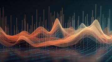 , stock market chart lines, financial graph on technology abstract background represent financial crisis, financial meltdown. Technology concept, trading market concept. photo
