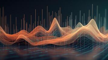 Generative AI, stock market chart lines, financial graph on technology abstract background represent financial crisis, financial meltdown. Technology concept, trading market concept. photo