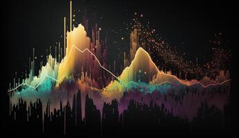, stock market chart lines, financial graph on technology abstract background represent financial crisis, financial meltdown. Technology concept, trading market concept. photo
