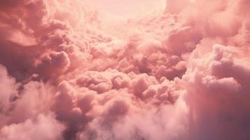 , Pink magenta fantastic clouds, sky and landscape. Gentle colors and with bright lights photo