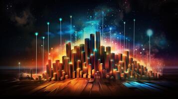 , stock market chart lines, financial graph on technology abstract background represent financial crisis, financial meltdown. Technology concept, trading market concept. photo