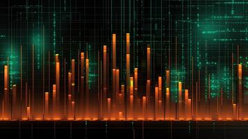 Generative AI, stock market chart lines, financial graph on technology abstract background represent financial crisis, financial meltdown. Technology concept, trading market concept. photo