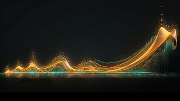 , stock market chart lines, financial graph on technology abstract background represent financial crisis, financial meltdown. Technology concept, trading market concept. photo