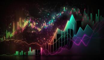 , stock market chart lines, financial graph on technology abstract background represent financial crisis, financial meltdown. Technology concept, trading market concept. photo