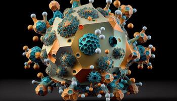 virus molécula ilustración, bacterias partícula generativo ai foto