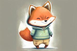 Cute fox character design full body, photo
