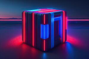 Neon Futuristic Cube photo