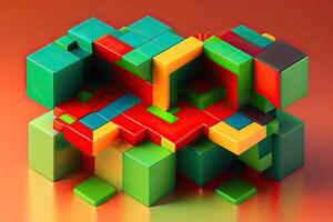 3D Colorful Cubes photo