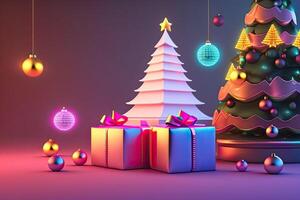 New Year Christmas Tree with Toys and Presents photo
