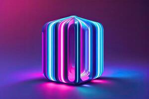 Neon Futuristic Cube photo