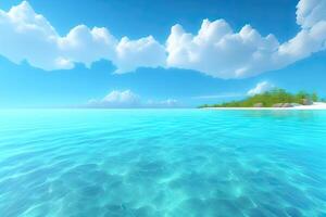 Simple Seascape with Blue Water. Tropical Summer Landscape Background photo