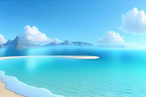 Simple Seascape with Blue Water. Tropical Summer Landscape Background photo